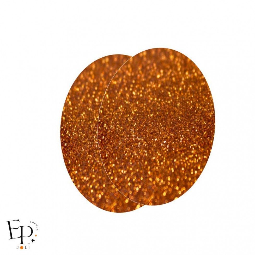 Genouillère & Coudière x 2 - Ovale Adulte Thermocollant - Orange cuivré Pailleté Star