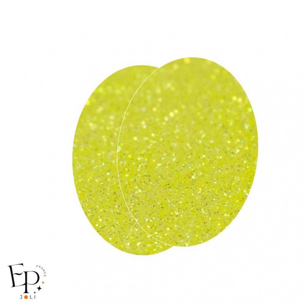 Genouillère & Coudière x 2 - Ovale Adulte Thermocollant - Jaune Fluo Pailleté Star Genouillère & Coudière x 2 - Ovale Adulte Thermocollant - Jaune Fluo Pailleté Star