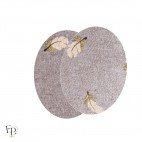 Paire de Genouillères / Coudières thermocollantes enfant coloris Brun chiné avec motifs plumes dorées et saumon