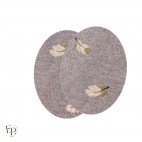 Paire de Genouillères / Coudières thermocollantes enfant coloris Brun chiné avec motifs plumes dorées et saumon