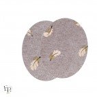 Paire de Genouillères / Coudières thermocollantes enfant coloris Brun chiné avec motifs plumes dorées et saumon