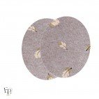 Paire de Genouillères / Coudières thermocollantes enfant coloris Brun chiné avec motifs plumes dorées et saumon