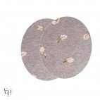 Paire de Genouillères / Coudières thermocollantes enfant coloris Brun chiné avec motifs plumes dorées et saumon