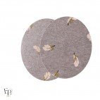 Paire de Genouillères / Coudières thermocollantes enfant coloris Brun chiné avec motifs plumes dorées et saumon
