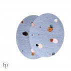 Paire de Genouillères / Coudières thermocollantes enfant coloris ciel à pois multicolores