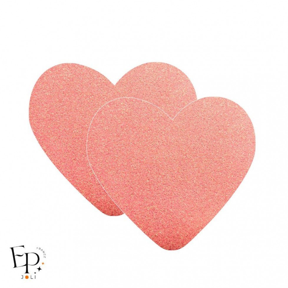 Genouillère & Coudière x 2 - Coeur Enfant Thermocollant - Rose fluo Pailleté Star
