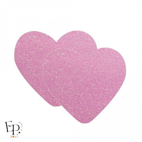 Genouillère & Coudière x 2 - Coeur Enfant Thermocollant - Rose Pailleté Arc-en-ciel Star