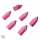 Bouton original en forme de crayon rose, en matière synthétique, 15 mm, avec une fixation à queue pour les vêtements enfants