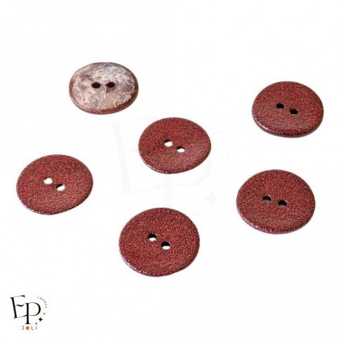 Bouton Pailleté Rouge cerise 18 mm, en nacre Akoya, avec 2 trous, pour la mercerie chic