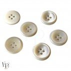 Bouton irisé blanc argenté en nacre Rivershell 18 mm, avec 4 trous, pour un effet irisé chic