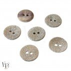 Bouton Pailleté argent 18 mm, en nacre Akoya, avec 2 trous, pour la mercerie fantaisie