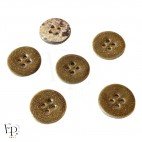 Bouton en nacre Akoya kaki pailleté doré 18 mm 4 trous