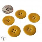 Bouton en nacre Akoya orange melon pailleté doré 22 mm 4 trous