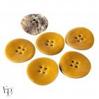 Bouton en Nacre Akoya coloris Orange melon Pailleté doré 27 mm, avec 4 trous - Mercerie créative