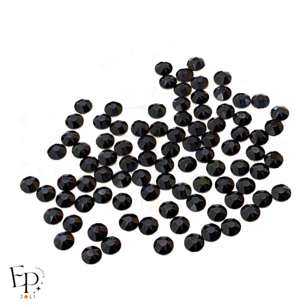 Strass Swarovski Jet 4 mm thermocollant – noir intense au fini brillant pour vêtements et customisation textile