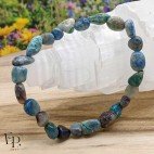 Bracelet en pierre naturelle Chrysocolle-Shattuckite roulée bleu turquoise – communication et clarté