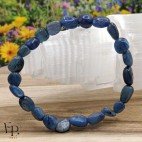 Bracelet en pierre naturelle Cyanite bleue roulée bleu clair – pierre de taille moyenne - clarté et communication