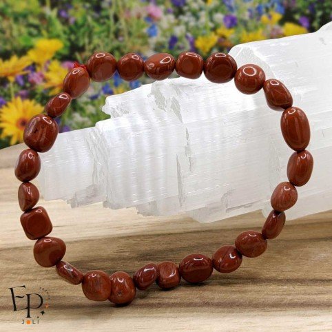 Bracelet en pierre naturelle Jaspe rouge roulée rouge – ancrage et vitalité