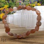 Bracelet en pierre naturelle Pierre de Soleil roulée orange – énergie, vitalité et optimisme - pierre de taille moyenne