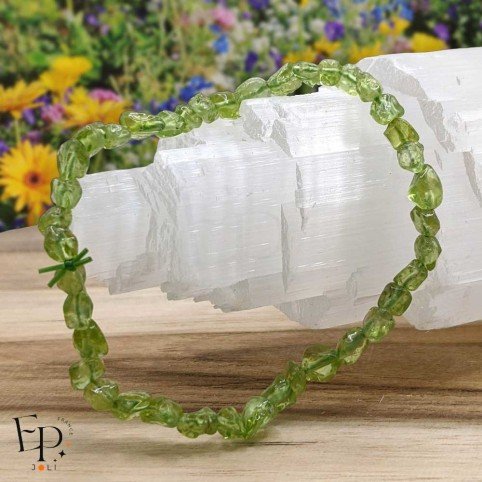 Bracelet en pierres roulées de péridot vert naturel – lithothérapie