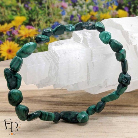 Bracelet en pierre roulée Malachite naturelle – vertus de protection et équilibre émotionnel