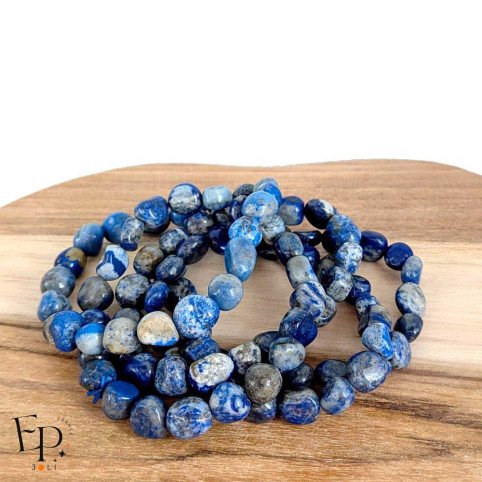 Bracelets en pierre naturelle Lapis Lazuli roulée bleu – vérité et sagesse - pierres de taille moyenne+