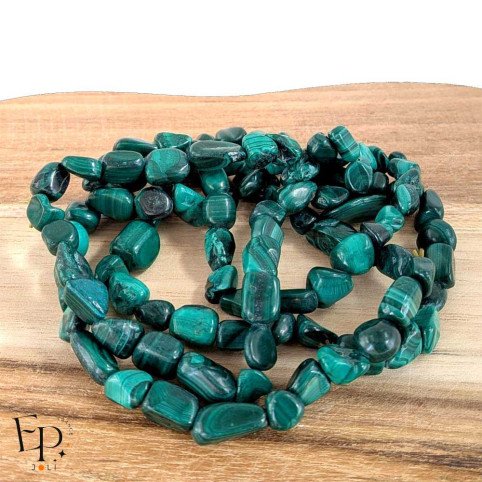 Bracelets en pierre roulée Malachite naturelle – vertus de protection et équilibre émotionnel