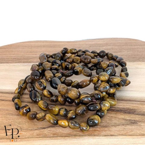 Bracelets en pierre naturelle Œil de Tigre roulée couleur moutarde – énergie, protection et confiance