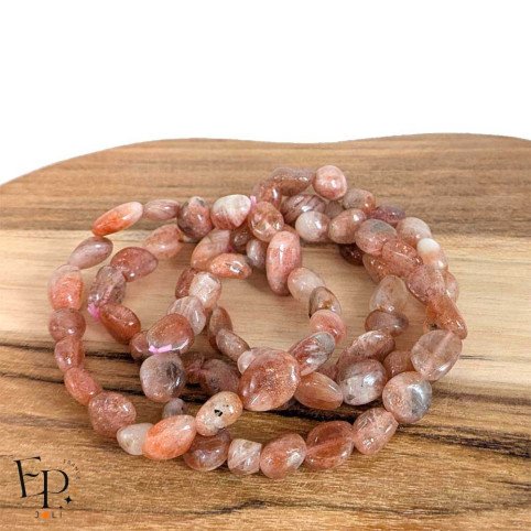 Bracelets en pierre naturelle Pierre de Soleil roulée orange – énergie, vitalité et optimisme - pierre de taille moyenne