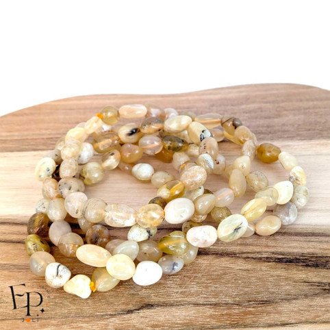 Bracelets en pierre naturelle Opale Jaune roulée jaune – joie, optimisme et confiance - pierre de taille moyenne