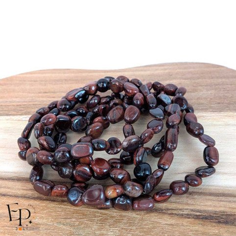 Bracelets en pierre naturelle Œil de Taureau roulée rouge – force et ancrage