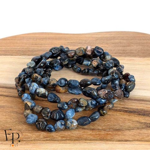 Bracelets en pierre naturelle Piétersite roulée bleu marine – force intérieure et confiance - petites pierres