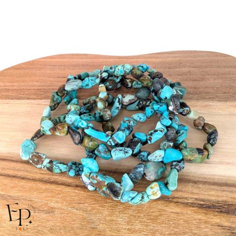 Bracelets en turquoise du Tibet pierre naturelle roulée – Communication, apaisement