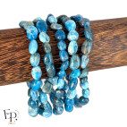Bracelets en pierre naturelle Apatite bleue roulée turquoise – bijou communication