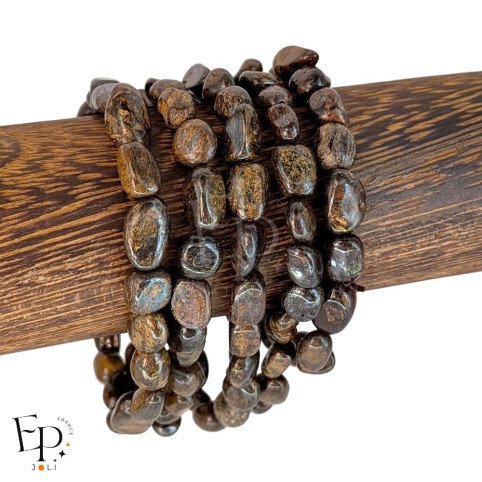 Bracelets en pierre naturelle Bronzite roulée marron – protection et ancrage