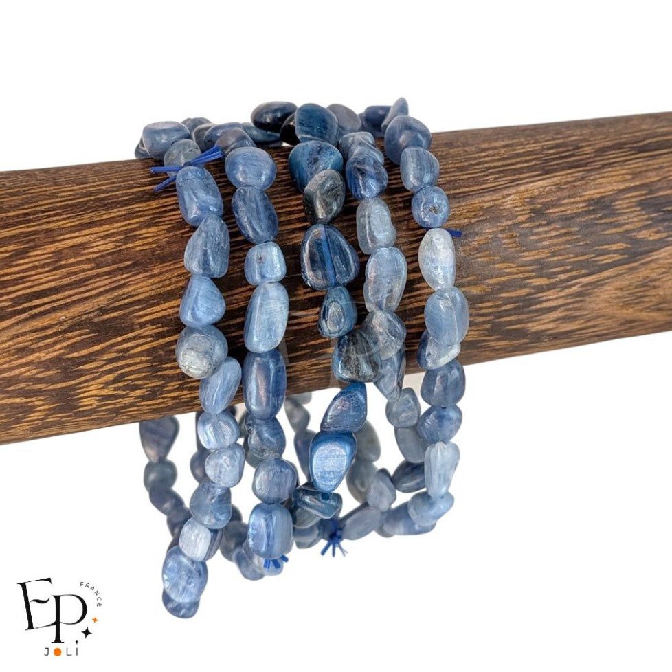 Bracelets en pierre naturelle Cyanite bleue roulée bleu clair – pierres de petite et moyenne taille - bijou naturel