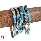 Bracelet en pierre naturelle Chrysocolle-Shattuckite roulée bleu turquoise – bijou naturel