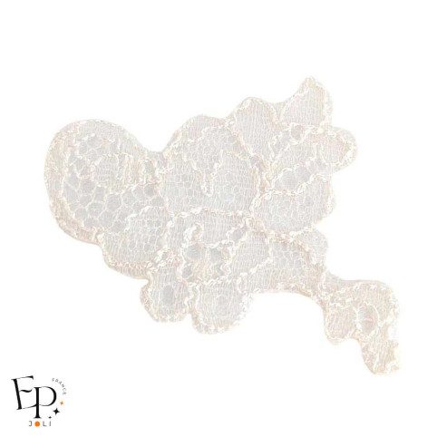 Petit bouquet thermocollant beige en dentelle de Calais- Caudry®  maison Jean Bracq  - détail