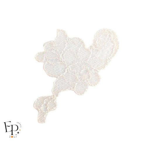 Petit bouquet thermocollant beige en dentelle de Calais- Caudry®  maison Jean Bracq  - détail