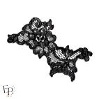 Grand bouquet thermocollant noir en dentelle de Calais- Caudry®  maison Jean Bracq  - détail
