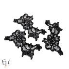 Grands bouquets thermocollants noirs en dentelle de Calais- Caudry®  maison Jean Bracq  - fond blanc