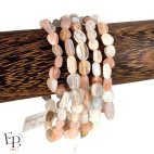 Bracelets en pierre de lune multicolore, pierres roulées aux reflets nacrés