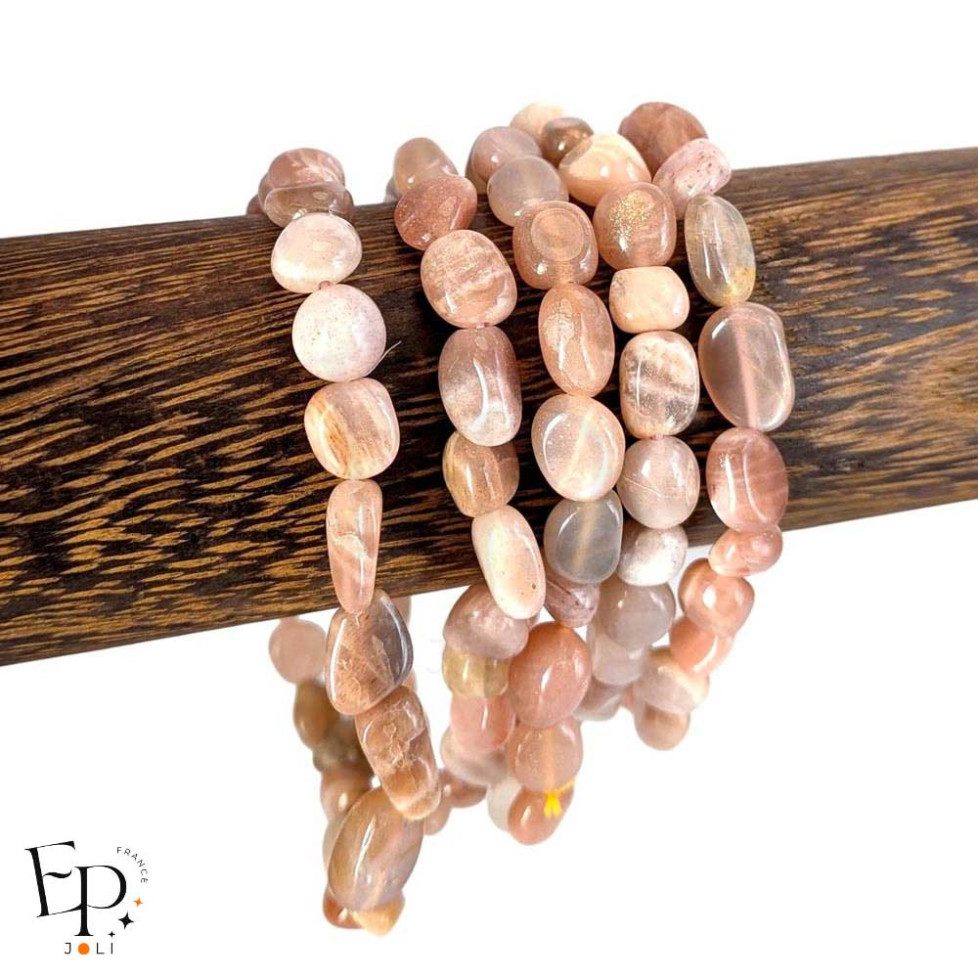 Bracelets en pierre naturelle Pierre de Lune Rose roulée rose – sérénité, intuition et équilibre féminin
