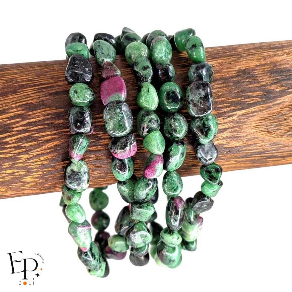 Bracelets en pierre naturelle Rubis-Zoisite roulée verte – équilibre, force et vitalité