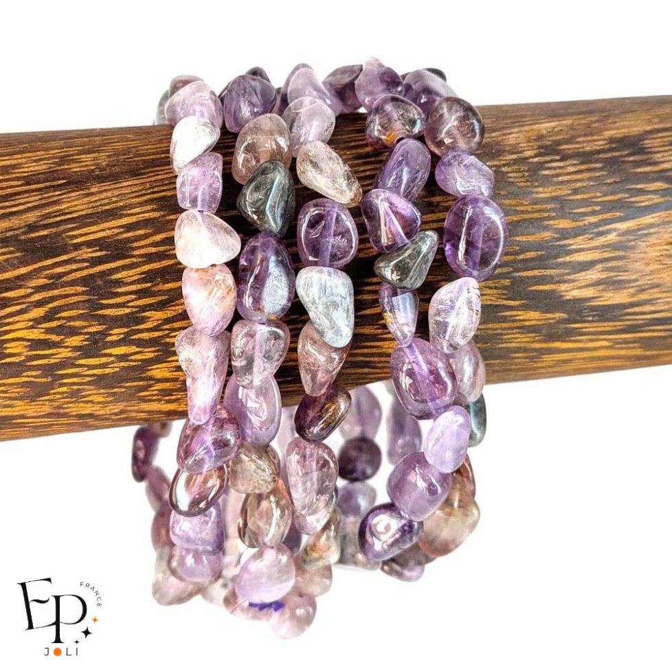 Bracelets Super Seven, pierre naturelle roulée – équilibre et protection - pierres de taille moyenne