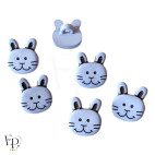 Boutons bleu tête de lapin décoratif - face et dos