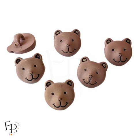 Boutons Ours Marron clair 12 mm - face et dos à queue