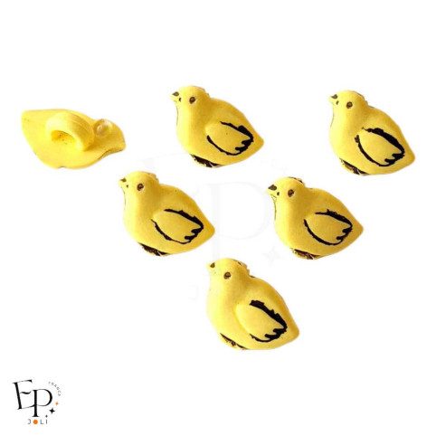 Boutons Poussin Jaune à queue 12 mm - Face et dos
