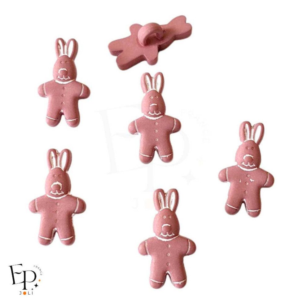 Boutons à queue Lapin Rose Rouge 18 mm