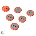 Boutons Tournesol Rose orangé Bleu gris  12 mm
